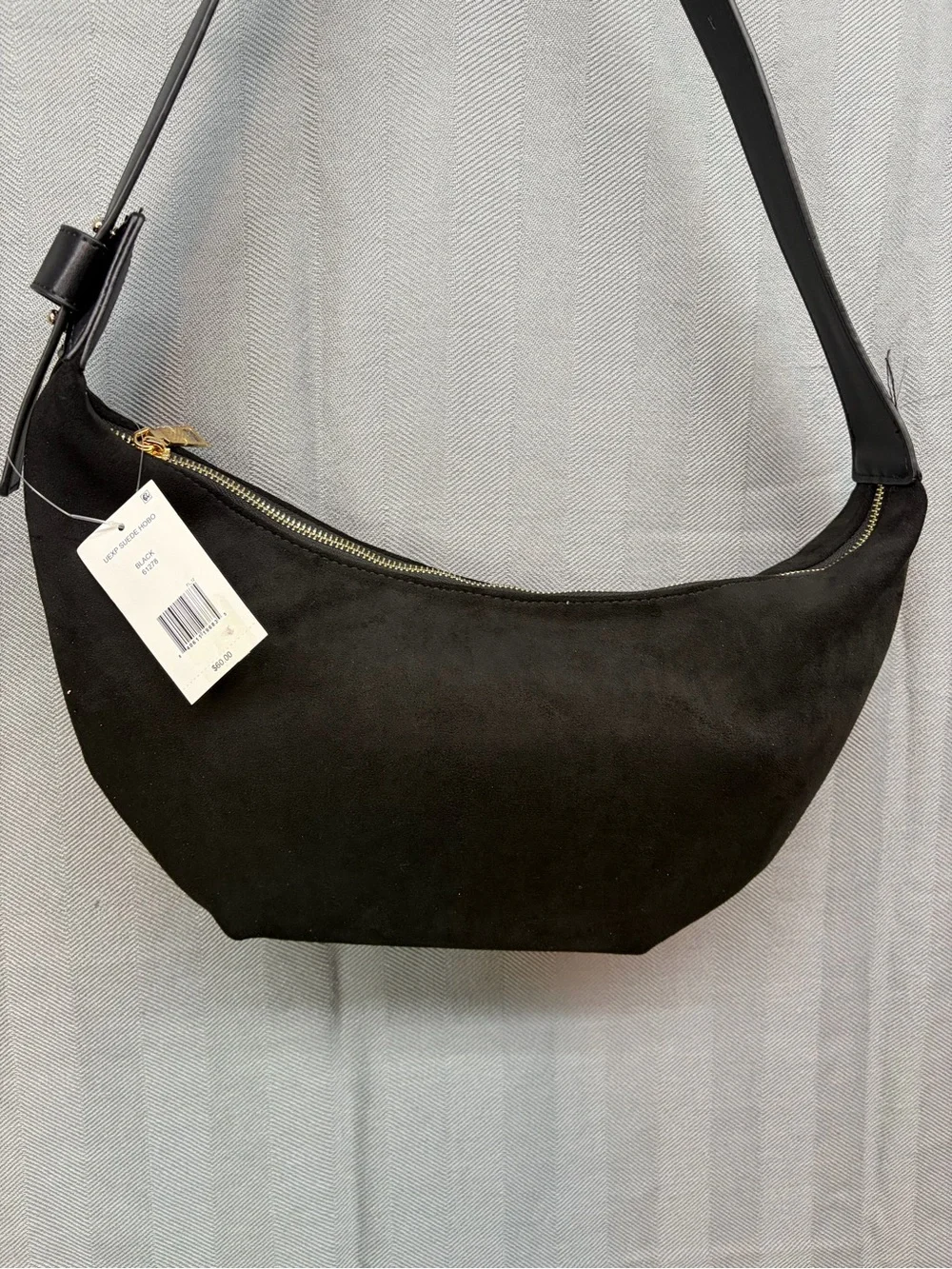 NWT urban expressions, black suede hobo shoulder strap adjustable purse
